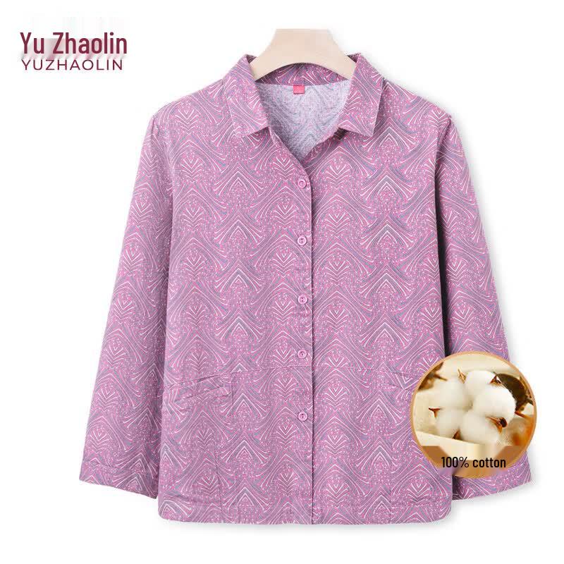 YUZHAOLIN Women's Pure Cotton Floral Shirt