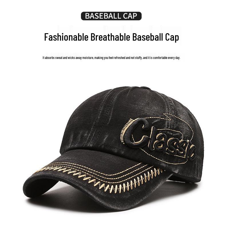 Vintage gewaschene Baseballkappe aus Denim mit Farbverlauf, Unisex Frühling/Sommer, Weich & Atmungsaktiv, Retro Casual Stil