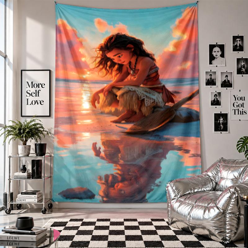 Wall TapestryMoana Cartoon Art Hanging Cloth Decorative Background Cover for Room Decoration