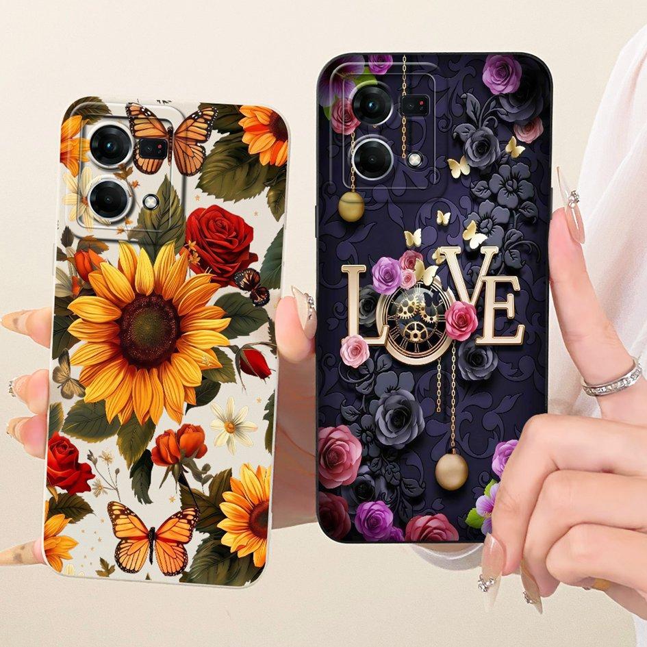Case For OPPO Reno 7 8 4G Cover CPH2457 CPH2363 Lovely Cartoon Soft Silicone Matte Bumper For OPPO F21 Pro Cases F21s Pro Fundas
