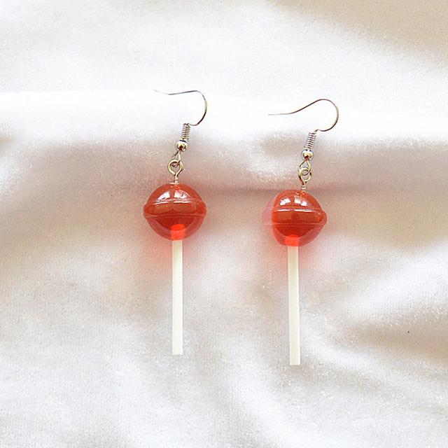 

Серьги-капли в форме леденца ручной работы, креативные, милые, привлекательные, из смолы, конфеты, висячие украшения красный