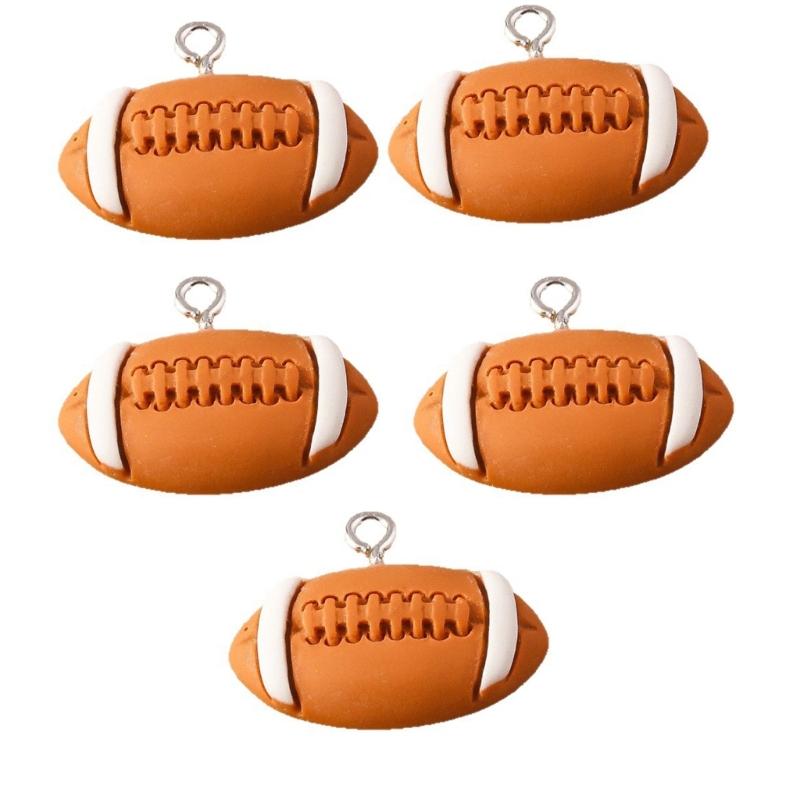 

5 Pack Football Charm Small Pendant Basketball Jewelry Making Accessories Suitable for Jewelry Making and Decoration