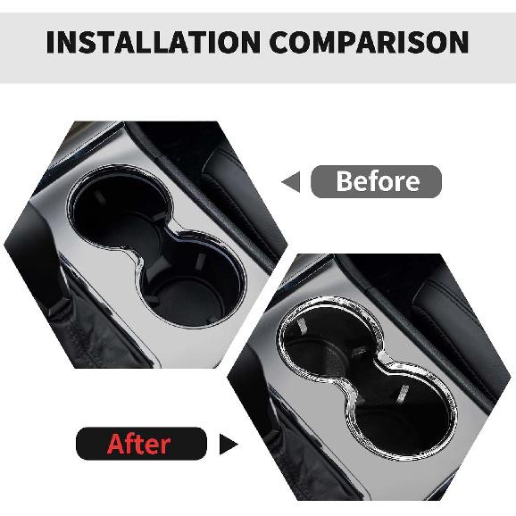 Cup Holder Trim Cover Frame Decorative Interior Accessories for Jeep Grand Cherokee 2011-2021 (Chrome)