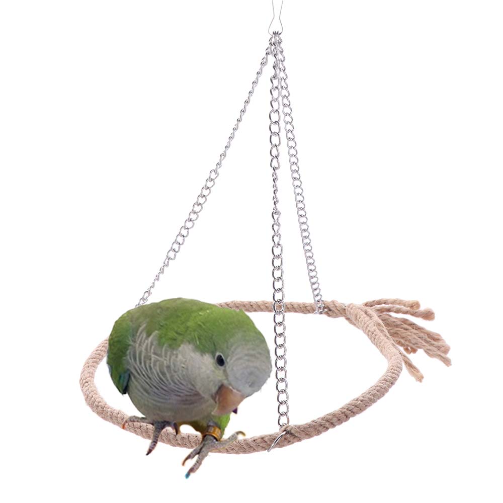 Bite Resistant Bird Rope Ring Swing Toys Metal Parrit Swing Stand Bird Hammock Perch  Home