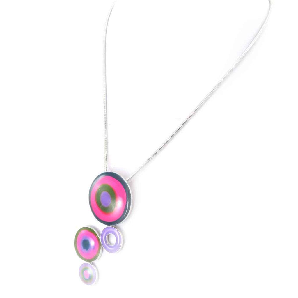 Les Trésors De Lily [J9197] - Pink Purple 'Coloring' Necklace
