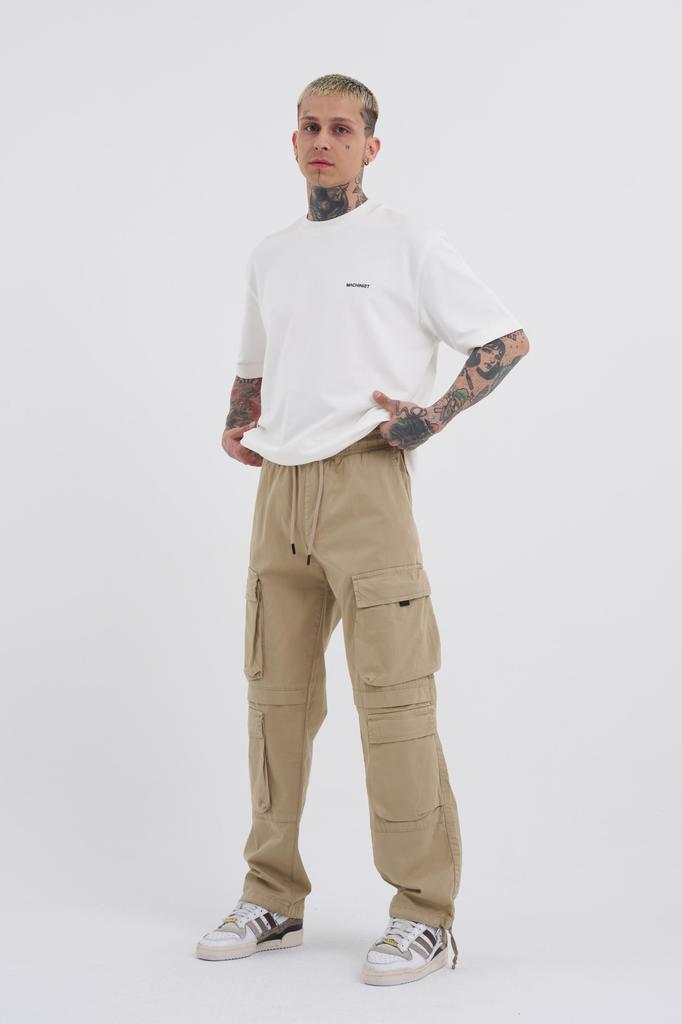 Men's Baggy Machinist Cargo Jeans – Beige S