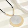 Exaggerated Pattern Double Round Cake Pendant Necklace Female, Metal Texture Geometric Round Card Rope Chain Necklace