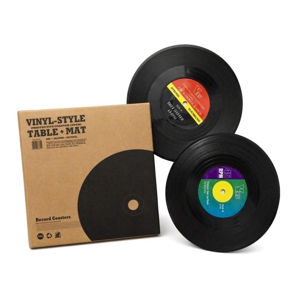 2pcs ABS Vinyl Record Coasters Black Music Disk Coasters Record Coasters  for Housewarming Gift