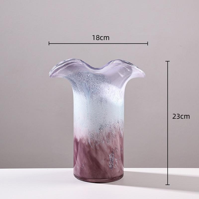Purple Wavy Vase Wave Edge Color Gradient Flower Vase Flower Arrangement Accessories Hydroponics Terrarium Home Decoration