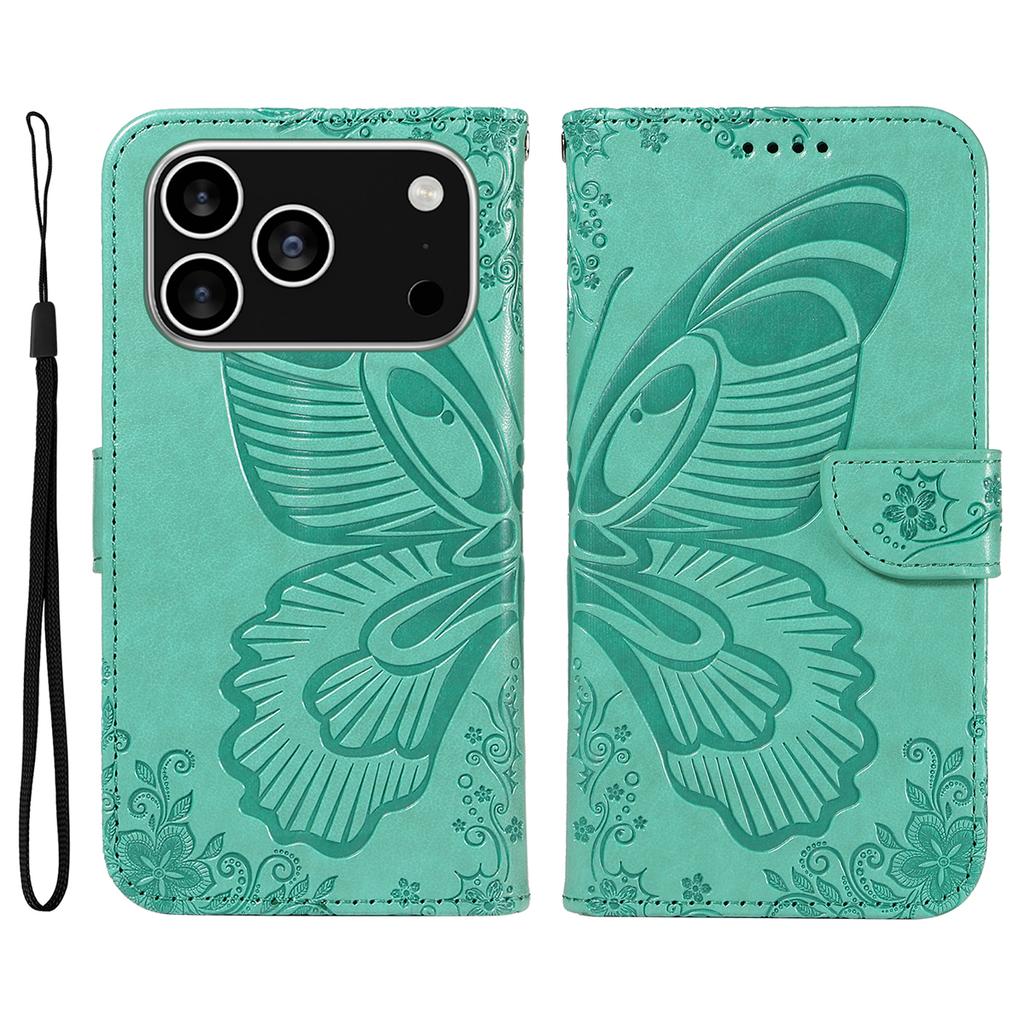 For iPhone 17 Pro Case Butterfly Pattern PU Leather Folio Flip Phone Cover
