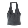 European and American style, new women's clothing, fashionable single-breasted neck vest striped cake skirt