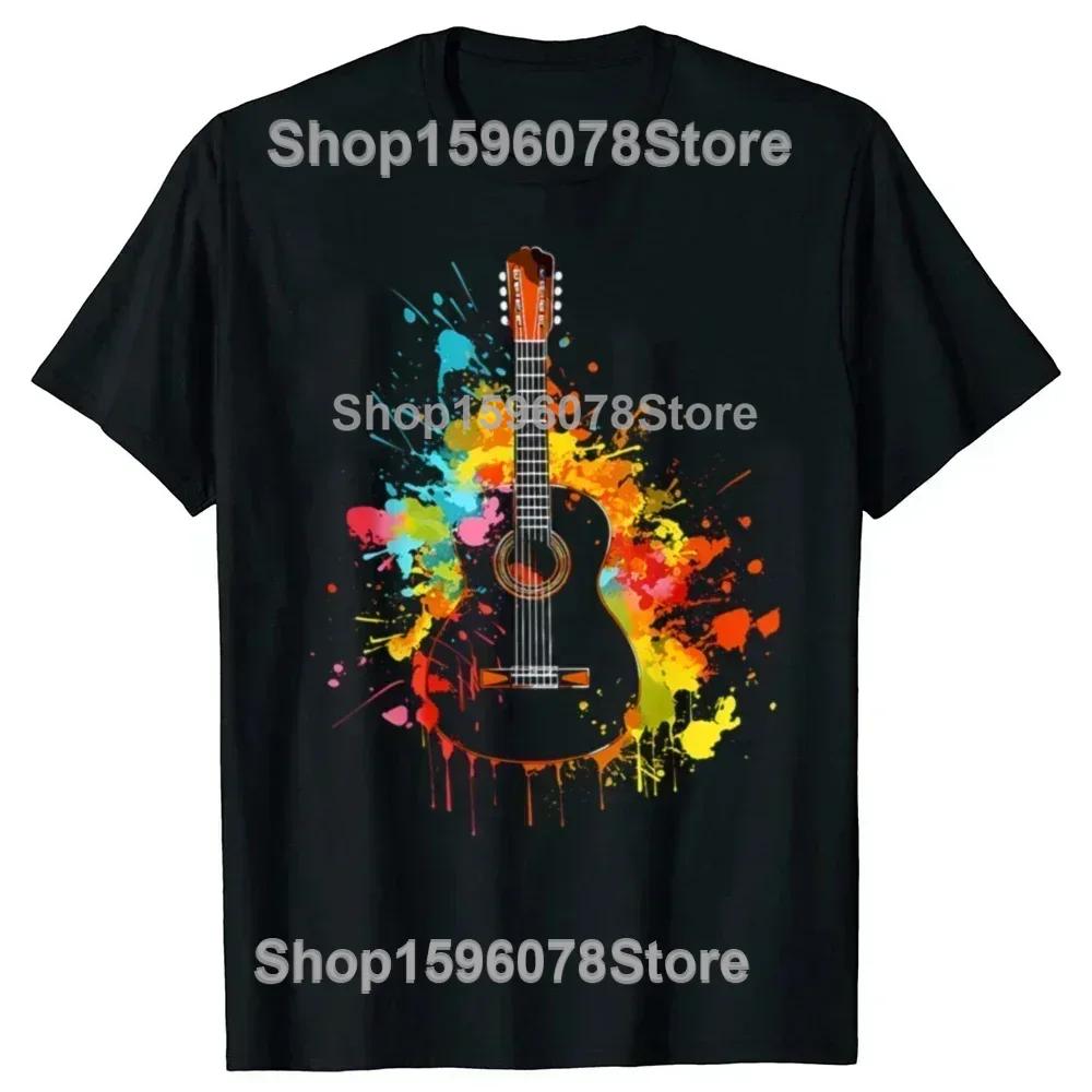 Rock Cat Playing Guitar Guitarist Music Lover Rock T-Shirts Men Awesome Tee Shirt DJ Party Bass Clothing Unisex T Shirts