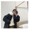 Women S Short Loose Fit Cotton Padded Coat With Big Fur Collar Winter Casual Style