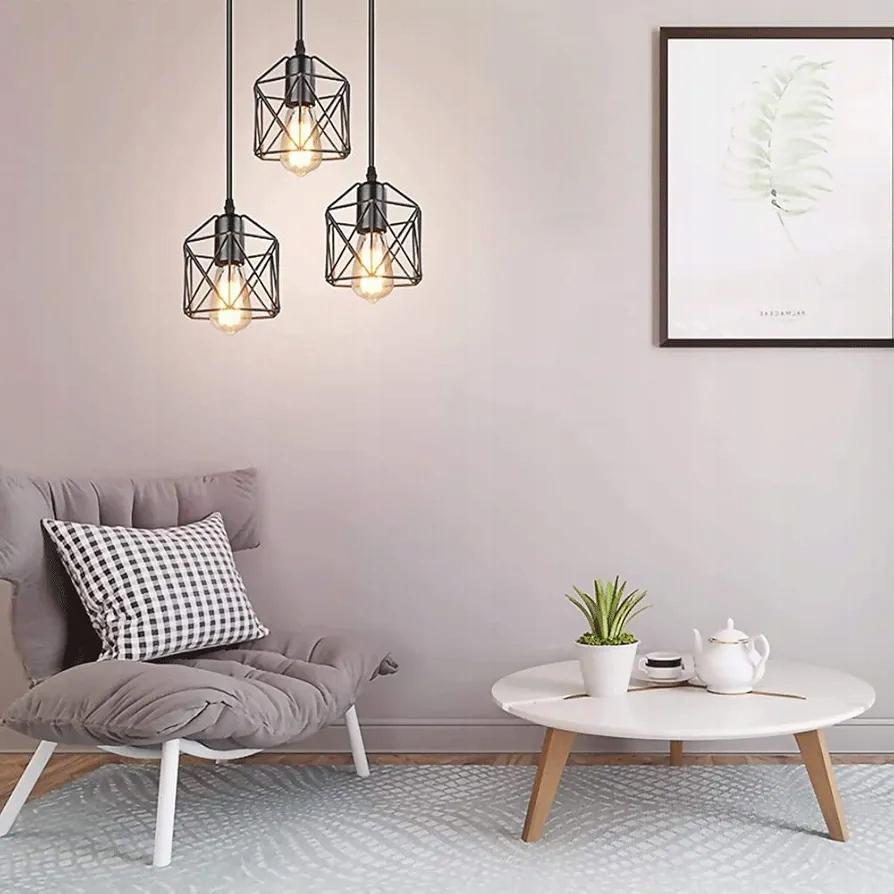 Tm-Ecommerce Vintage Hanging Lamp 3 Light Points E27