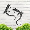 2D Metal Gecko Silhouette 2pcs Flat Iron Wall Art Sculpture Outdoor Home Garden Decor