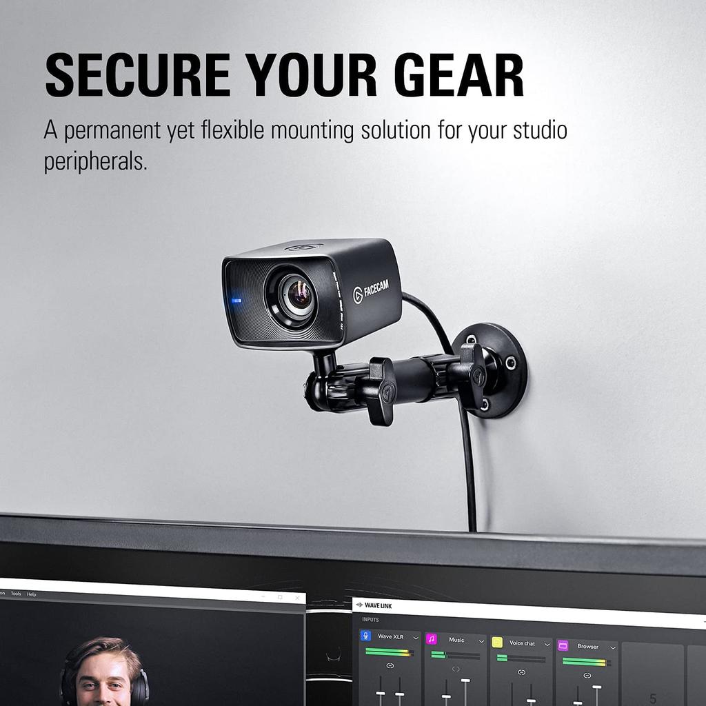 Elgato Wall Mount Arm, Wall Mount, Multi-Mount Modular Rig for Wall Installation, 14" Screw, Lighting, Webcam, Microphone Mount, for Streaming, Video