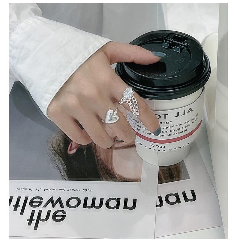 S925 Sterling Silver Heart Ring - Korean Style with Smooth Texture, Perfect for Fashion Bloggers & Heart-Shaped Jewelry Enthusiasts