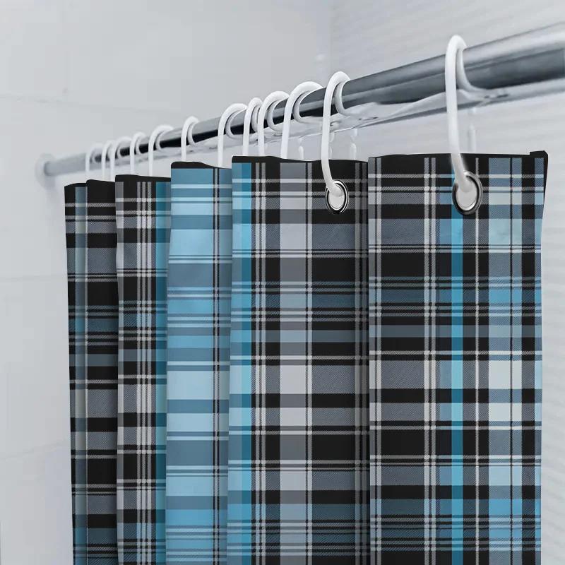 Modern Checkered Shower Curtain For Bathroom Decor Pink Black Plaid Waterproof Fabric 3D Printing Home Decoration