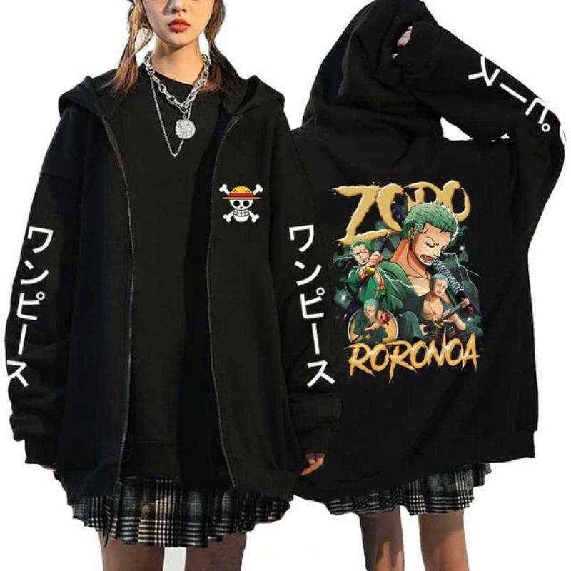 One Piece Luffy Printed Zipper Hoodie Men's Casual Hoodie Top Cardigan Coat