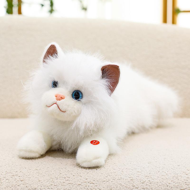 4 Styles Lifelike Cat Plush Toys Lovely Fluffy Lying Prone Ragdoll Cat Doll Warm Cozy Throw Pillow Kids Companion Home Decor