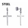 2pc Stainless Steel Men Cross Stars Punk Dangle Earrings Gothic Woman Cross Ear Hoop Earrings Huggies Pendant Piercing Jewelry