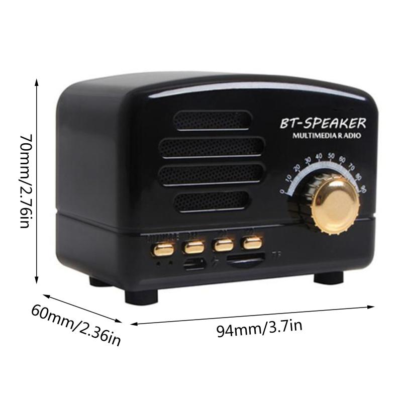 Outdoor Portable Wireless Vintage Stereo Speaker with 1200mAh Capacity Battery Long Battery Life FM Radio TF Card Player