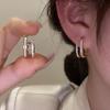 Silver Needle Cubic Zirconia Star C-Shaped Stud Earrings - Sweet & Cool Style, High-End Retro Feel