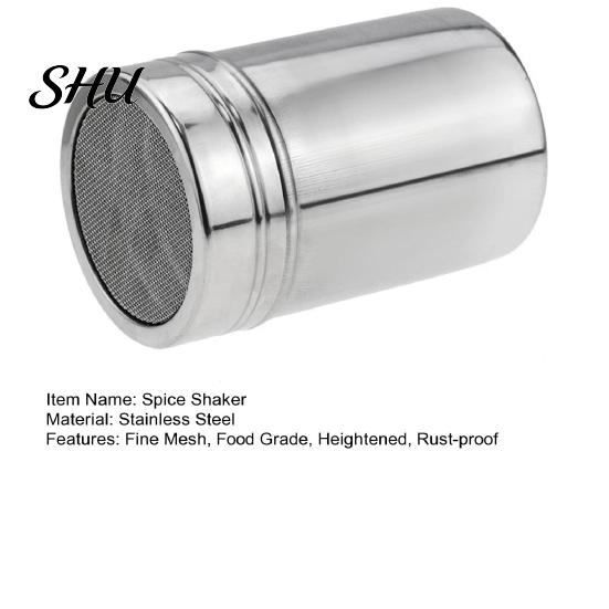 Fine Mesh Spice Dispenser Stainless Steel Sifter with Lid Rotating Cover Seasoning Jar for Pepper Shaker Even Distribution Coffee Powder BBQ