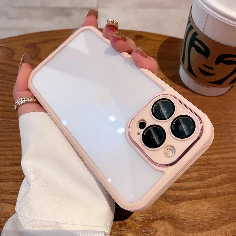 Original Gold Case For iPhone 16 Pro Max Glass Camera Protector Case for iPhone 15 13 12 14 Pro Max Transparent Shockproof Cover