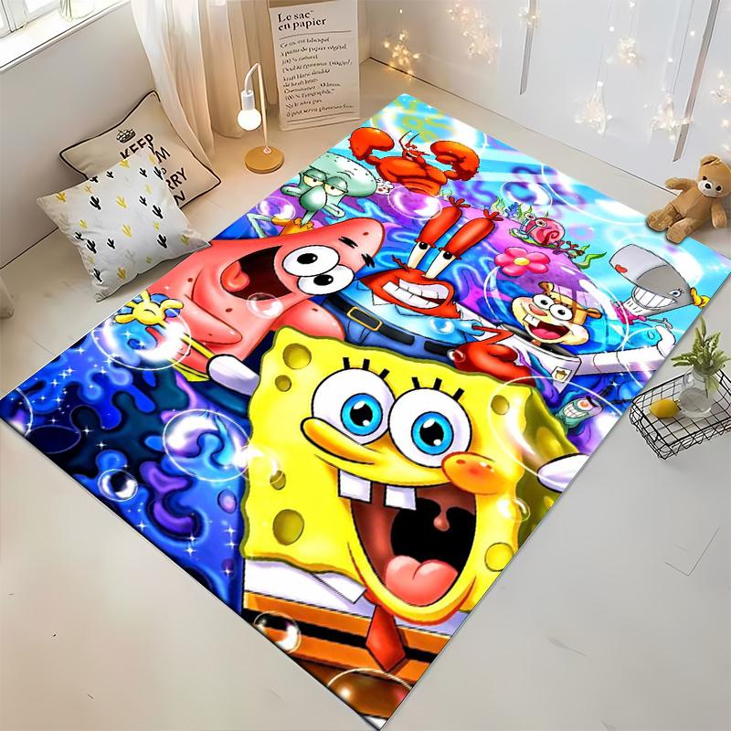Cartoon Underwater Party Rug with Colorful Characters Suitable for Use As an Anti-slip Game Mat for Living Room and Bedroom Sofas