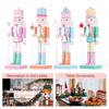 25cm Wooden Nutcracker Ornament Candy Series Soldier Statues Handcraft Doll Toy Home Office Decoration Statues Christmas Gift