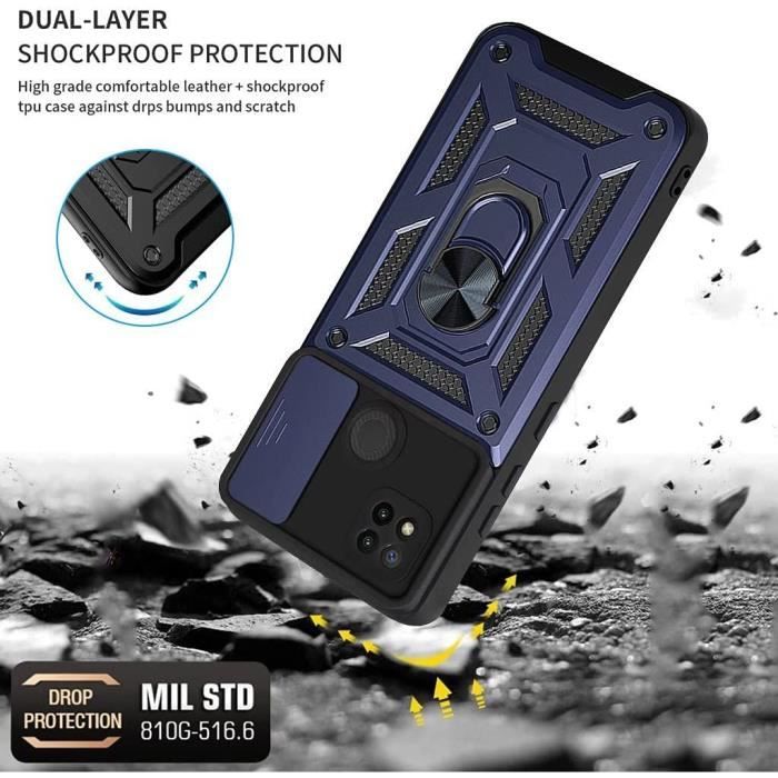 Coque pour Redmi 10A - Xiaomi - Bleu Marine - Bordure Renforcée - Antichoc - Cache Caméra Intégré