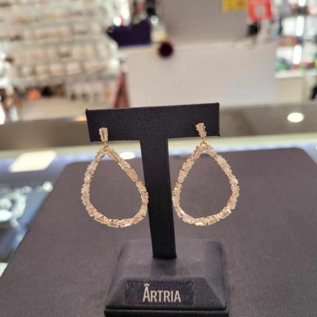 ARTRIA Waterdrop Loop E Crystal Earrings CHAERET0005WHF