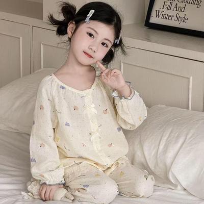 2026 Spring/Summer Loose Casual Lace Pajama Set for Women & Children - Princess Style, Long Sleeve & Pants