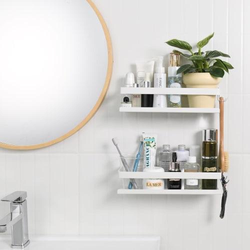 Bathroom Rack, Magnetic Bathroom Rack, Drainer, Bathroom Storage, with Hooks, for Bathroom Walls