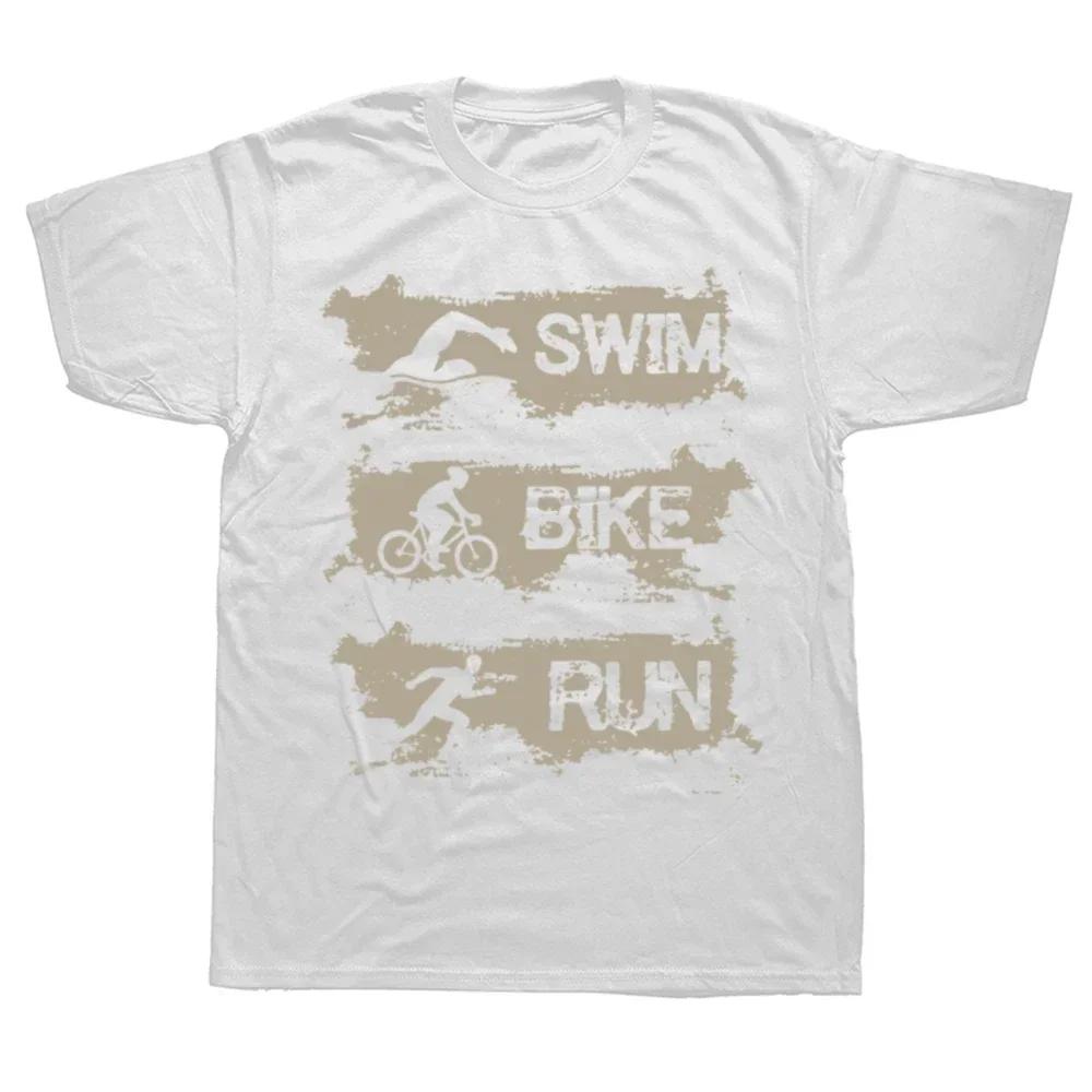 Vtipný triatlonový design Pánské Dámské Triatlonisté Plavání Kolo Běh Tričko Léto Grafické Bavlna Streetwear Krátký Rukáv Dárky Tričko