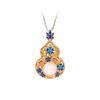 Collana a forma di zucca in smalto blu cinese per donna - Placcata oro con intarsio in giada, stile Hanfu Qipao