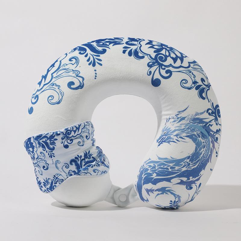 

Memory cotton neck protection, pillow strap, eye mask set, super soft fabric mercerized eye mask. neck pillow+eye mask