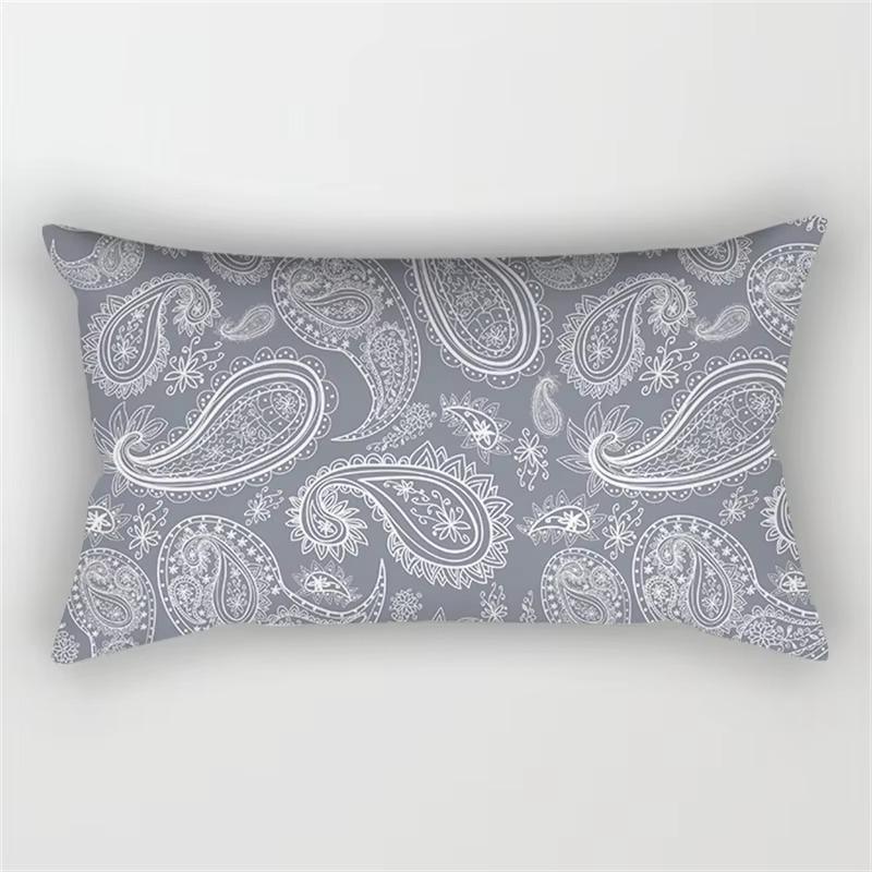 Patchwork Grey Geometric Pattern Print Decoration Bedroom Living Room Office Waist Support Home Rectangular Pillowcase
