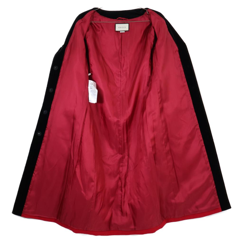 Gucci [Good condition/Domestic Regular] 582511 Velour Switching Collarless Long Coat 38 Red / blackUsed