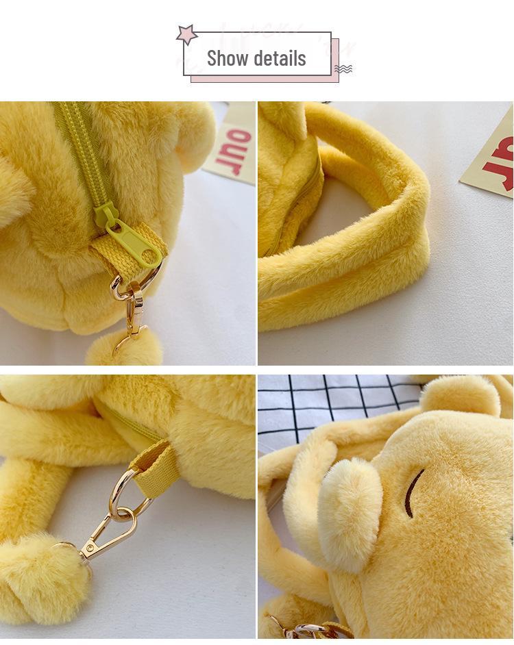 Korean Style Cute Bear Plush Crossbody Handbag for Girls