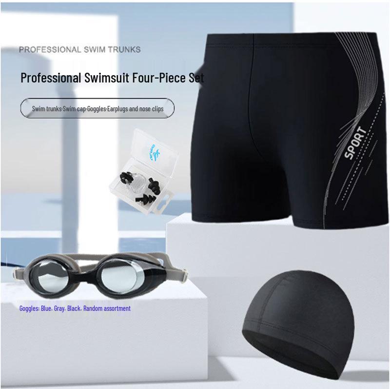 Maillots de bain pour hommes: Bonnet de bain, lunettes de natation et short de bain élégants - Série de maillots de bain décontractés assortis à la mode