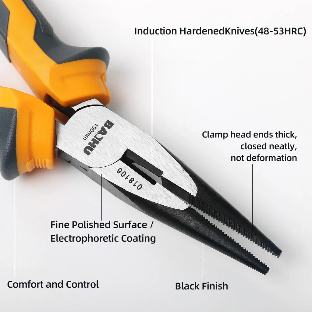 Szczypce precyzyjne 6/8 cala Długie szczypce wielofunkcyjne do chwytania, ściągania izolacji, elektryka, konserwacji, naprawy, narzędzie ręczne