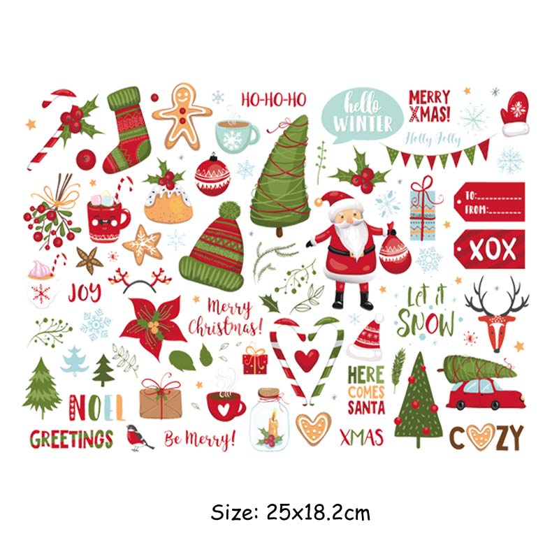 

Красивые рождественские элементы, нашивки для рюкзака, новая футболка с теплопередачей «сделай сам», украшение для джинсов, рождественское украшение с термопереносом 25x18.2 cm