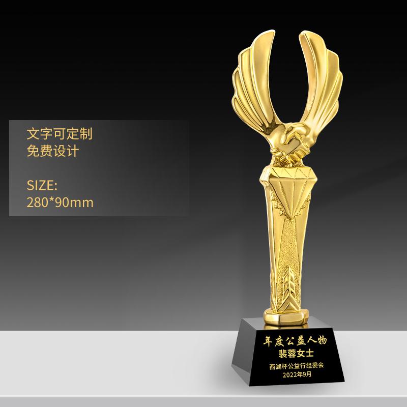 Customized High-end Gold-plating Resin Trophy, Creative Five-Pointed Star Thumb Excellent Staff Award, Gold, Silver, Copper, 1Pc