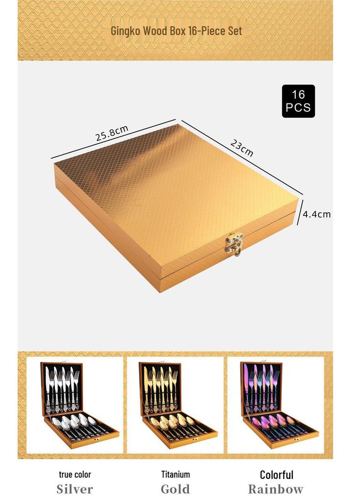 European Style Stainless Steel Embossed Cutlery Set - 24-Piece Gift Box with Steak Knife and Fork.
