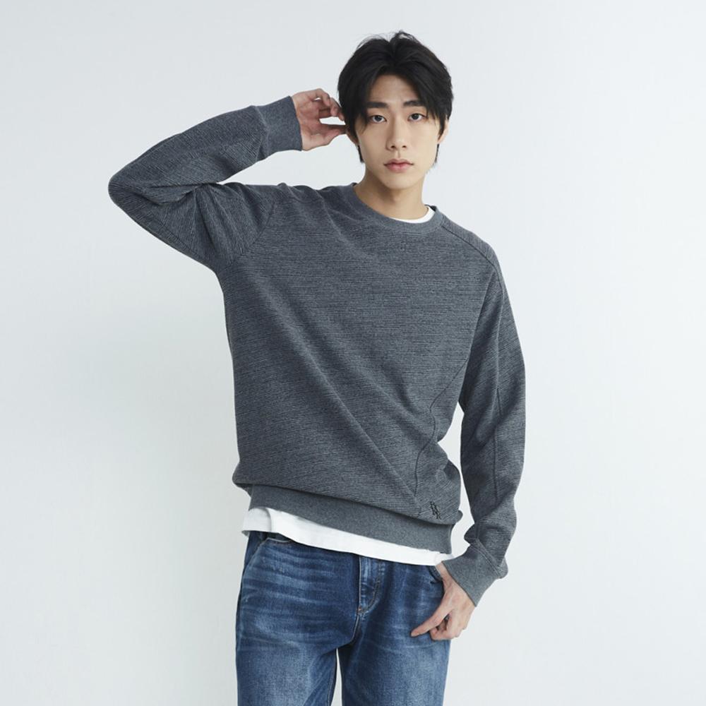 Burkeru Men S Bias Ribbed Round T-Shirt Charcoal Gray Charcoal Grey_L