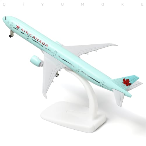 QIYUMOKE Boeing 777 Canada 1/300 Scale Diecast Metal Airplane 777 Airplane Model for Adults with Stand (8.3 Inches Long), Gift for Aviation Enthusiast