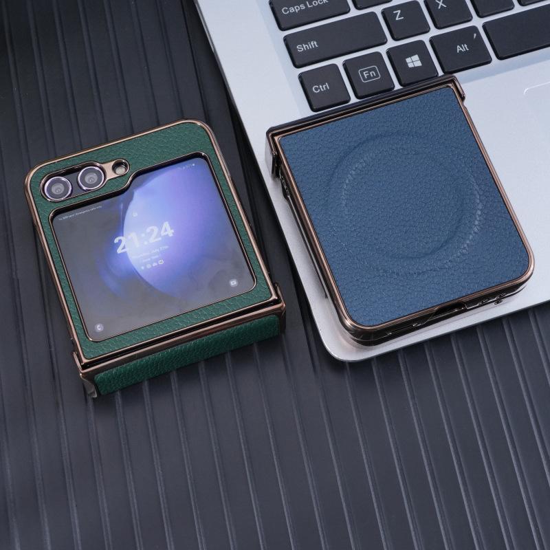 Premium Lychee Leather Texture Magnetic Case for Samsung Z-Flip7 & Z-Flip6 - Anti-Drop Folding Protection