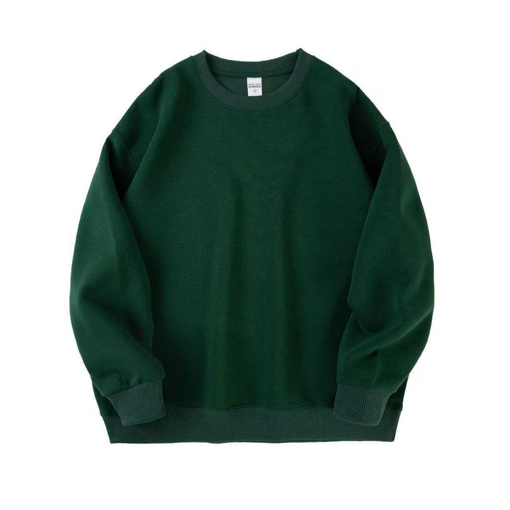 Unisex Embroidered Small Fish Logo Cotton Sweatshirt - Long Sleeve, Round Neck, Casual Pullover for Spring & Autumn.